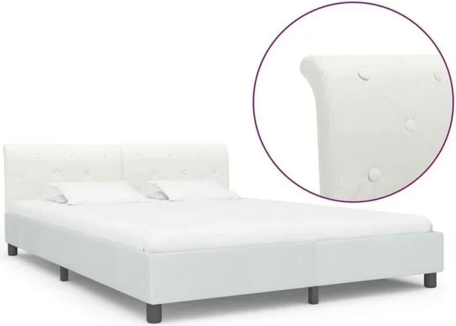 Cadre de lit sans matelas blanc similicuir 160×200 cm Vidaxl