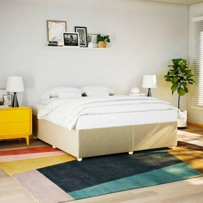 Cadre de lit sans matelas crème 200×200 cm tissu vidaXL