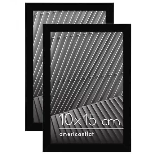 Cadre Photo 10×15 cm Noir – Cadre Photo à Bordure Fine avec Verre Résistant aux Chocs, Chevalet & Matériel de Suspension Intégré – Formats Horizontaux