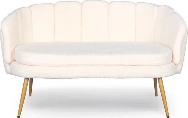 Canapé 2 places arrondi Brenda Tissu bouclette Beige