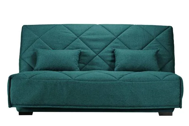 Canapé clic-clac tissu matelas Bultex 15 cm Gina – Bleu Canard
