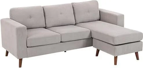 Canapé dangle réversible en Velours côtelé, 192 cm, canapé 3 Places en Forme de L modulaire avec méridienne, Cadre en Acier, Design Moderne, pour Salo Gris