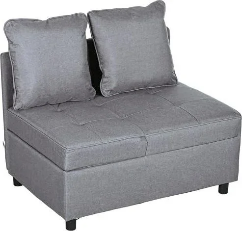 Canapé-lit canapé Convertible Fauteuil chauffeuse 1 Place Dossier inclinable 5 Positions avec 2 Coussins Conforts capacité de Charge 300 Kg Gris