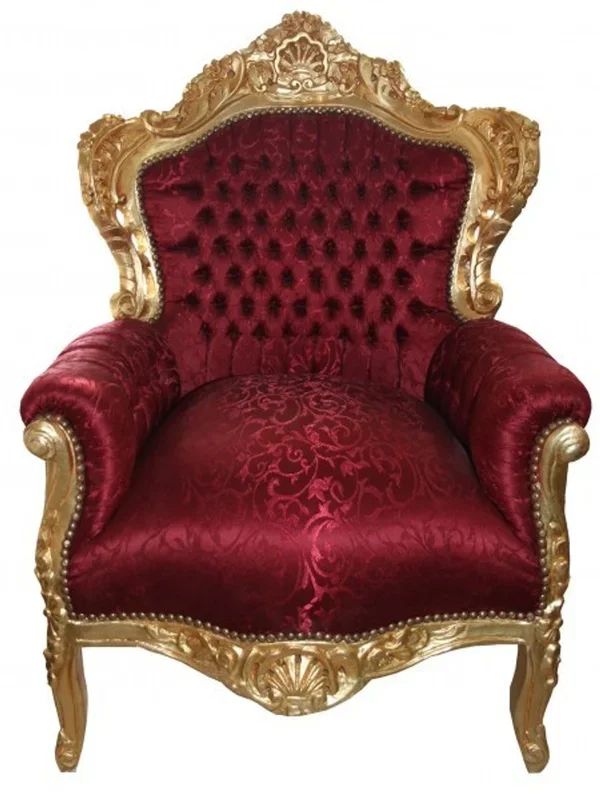 Casa Padrino baroque armchair king bordeaux patterned / gold – baroque furniture