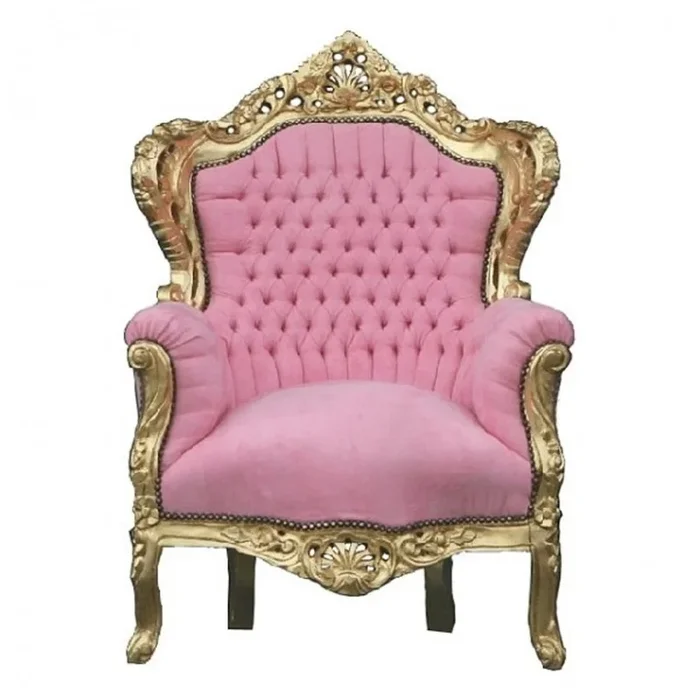 Casa Padrino Baroque Armchair « King » Rosa / Gold