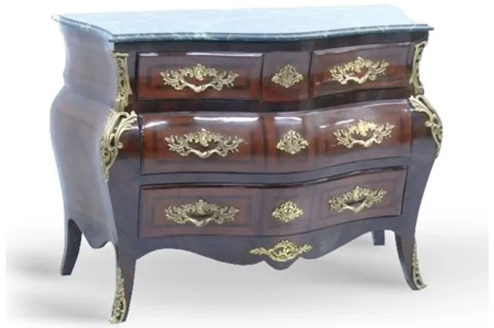 Casa Padrino Baroque Chest marble topped mahogany brown with golden metal applications 120 cm – Hotel Collection