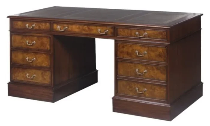 Casa Padrino bureau acajou marron / vert 160,5 x 76 x H. 77 cm – Mobilier de Bureau de Luxe