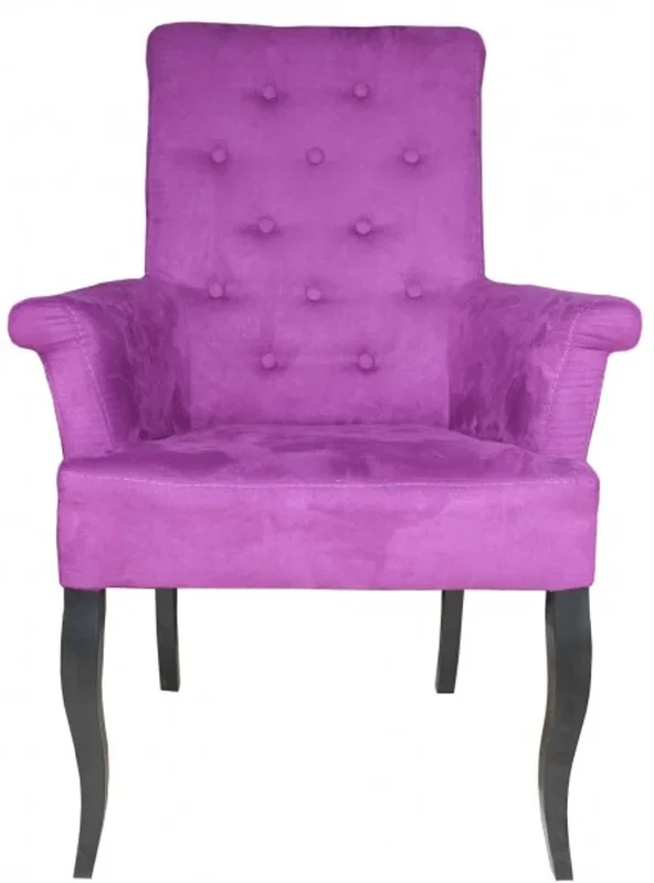 Casa Padrino chaise à manger de luxe Violet / noir avec accoudoirs – Mobilier baroque