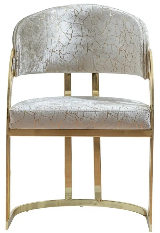 Casa Padrino chaise de salle à manger de luxe avec accoudoirs argent / or H. 88 cm