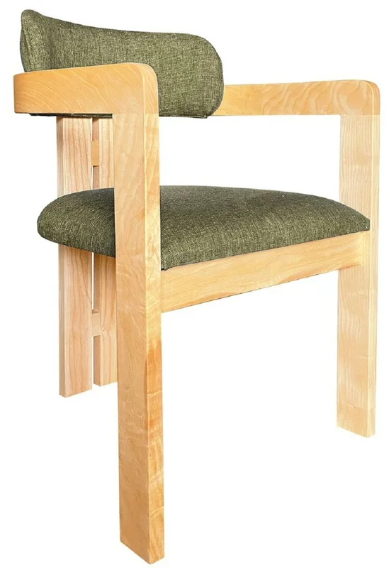 Casa Padrino chaise de salle à manger de luxe avec accoudoirs vert / naturel 56 x 54 x H. 82 cm – Chaise de cuisine en bois massif – Meuble de salle à manger – Meuble en bois massif de luxe
