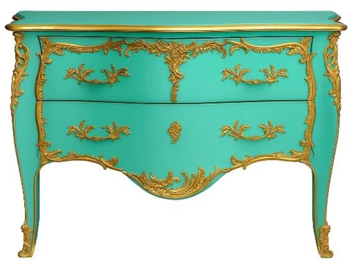 Casa Padrino commode baroque avec 2 tiroirs vert menthe antique / or – Commode en bois massif faite à la main de style baroque – Meuble baroque fait à la main – Noble et Magnifique