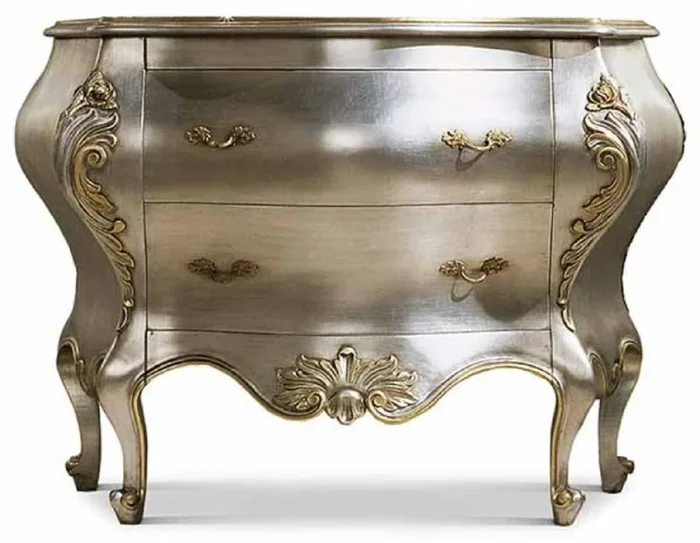 Casa Padrino commode baroque de luxe argent / or 127,5 cm – Fabriqué en Italie