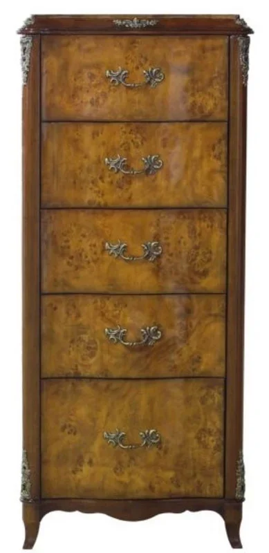 Casa Padrino commode baroque de luxe avec 5 tiroirs marron clair / marron 56 x 36 x H. 128 cm – Mobilier Baroque