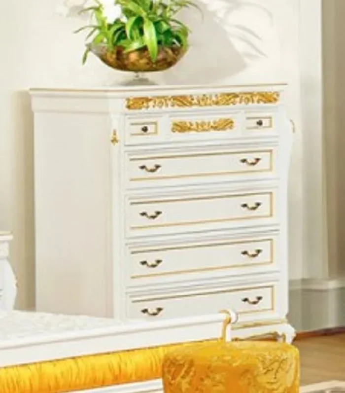 Casa Padrino commode baroque de luxe blanc / or – Magnifique commode de chambre de style baroque – Meubles de chambre de luxe de style baroque – Meubles de chambre baroque