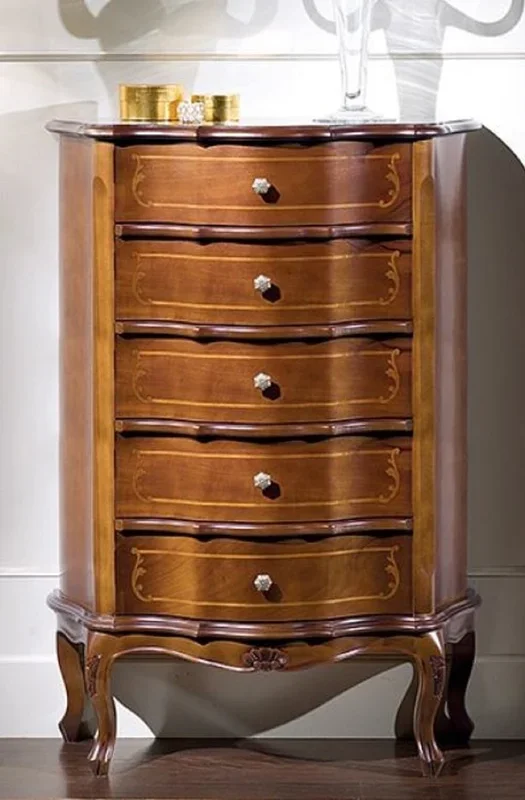 Casa Padrino commode baroque de luxe marron – Armoire en bois massif noble avec 5 tiroirs – Meubles Baroques – Qualité de Luxe – Fabriqué en Italie