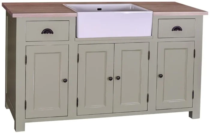 Casa Padrino country style washbasin cabinet light green / natural 155 x 65 x H. 90 cm – Bathroom Cabinet with 4 Doors and 2 Drawers