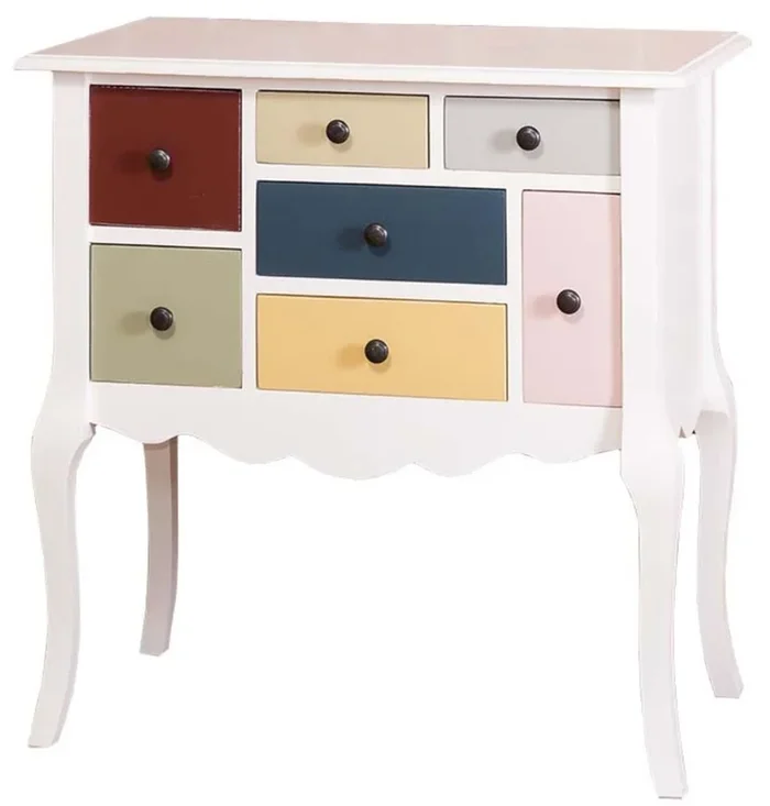 Casa Padrino Designer Dresser avec 7 tiroirs Blanc / Multicolore 80 x 48 x H. 82 cm – Meubles de style campagnard