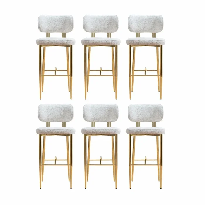 Casa Padrino ensemble de 6 chaises de bar luxe blanc / or H. 107 cm – Meubles de bar