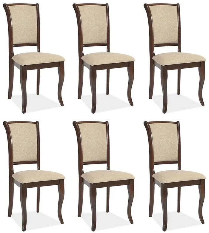 Casa Padrino Ensemble de 6 Chaises de Salle à Manger Art Nouveau Crème / Marron Foncé 44 x 44 x H. 96 cm – Chaises de Cuisine – Mobilier de Salle à Manger Baroque & Art Nouveau