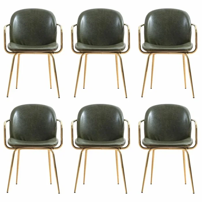 Casa Padrino ensemble de 6 chaises de salle à manger de luxe avec accoudoirs vert / or H. 84 cm