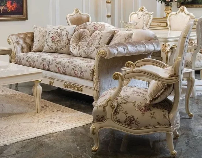 Casa Padrino ensemble de salon baroque de luxe crème / rose / blanc / or – 2 Canapés & 2 Fauteuils – Mobilier de salon baroque – Noble & Magnifique
