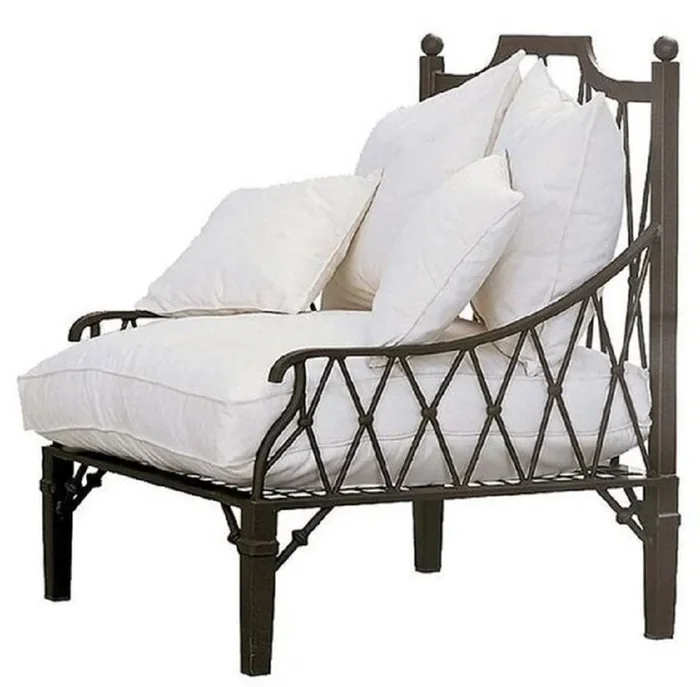 Casa Padrino fauteuil Art Nouveau de luxe marron / crème 90 x 90 x H. 115 cm – Fauteuil en fer forgé avec coussins forgé à la main – Fauteuil de salon – Fauteuil de jardin – Fauteuil de terrasse