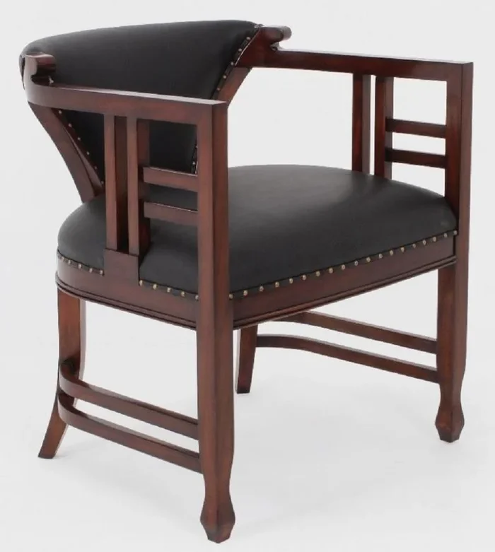 Casa Padrino fauteuil en cuir Art Nouveau de luxe noir / marron foncé – Fauteuil de salon en cuir véritable – Meuble en cuir – Meuble de salon – Meuble de luxe en style Art Nouveau