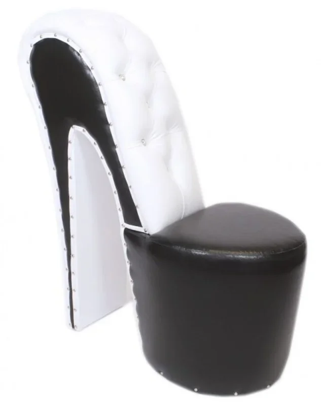 Casa Padrino High Heel armchair with decorative stones Black / White Luxury Design – Designer armchairs – Furniture club – Shoe chair armchair