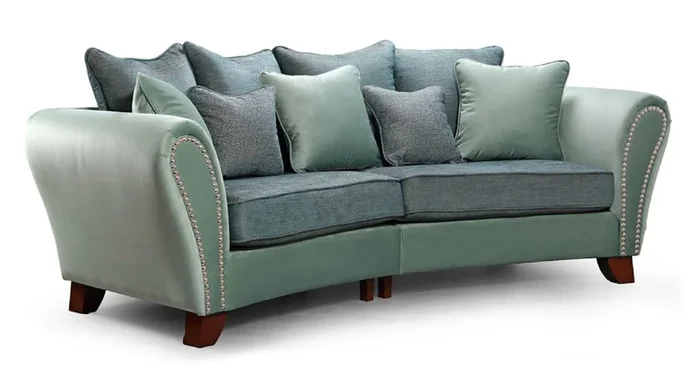 Casa Padrino luxury 2 seater sofa green / blue / dark brown 250 x 120 x H. 100 cm – Curved living room sofa – Luxury living room furniture