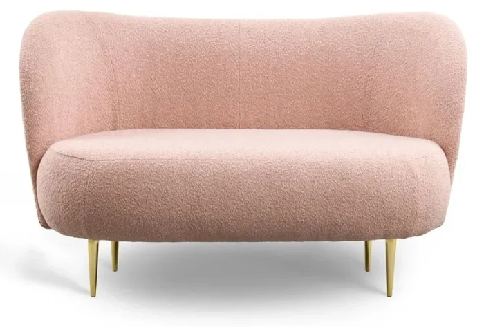 Casa Padrino luxury 2 seater sofa pink / gold 130 x 72 x H. 80 cm – Living room sofa with curved backrest – Living room furniture – Luxury furniture – Living room furnishings – Luxury furnishings