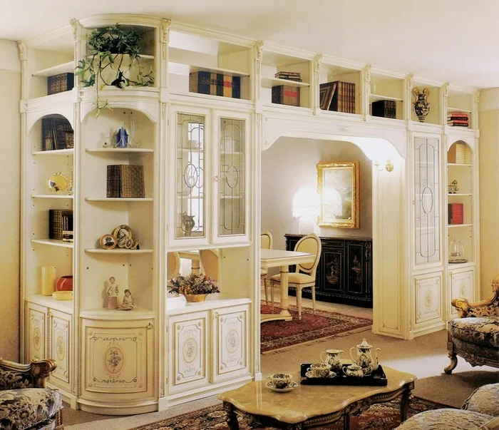 Casa Padrino luxury baroque corner cabinet white / multicolor / gold – Huge solid wood living room cabinet in baroque style – Baroque living room furniture – Luxury Quality – Made in Italy
