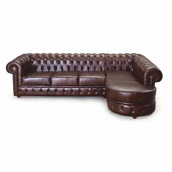 Casa Padrino luxury Chesterfield leather corner sofa dark brown 293 cm – Chesterfield furniture