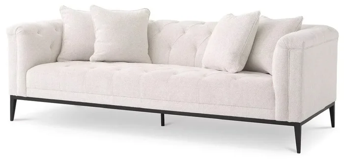 Casa Padrino luxury Chesterfield sofa with 4 pillows white / gunmetal 231 x 97 x H. 75 cm – Living room sofa – Hotel sofa – Living room furniture – Chesterfield furniture – Luxury furniture