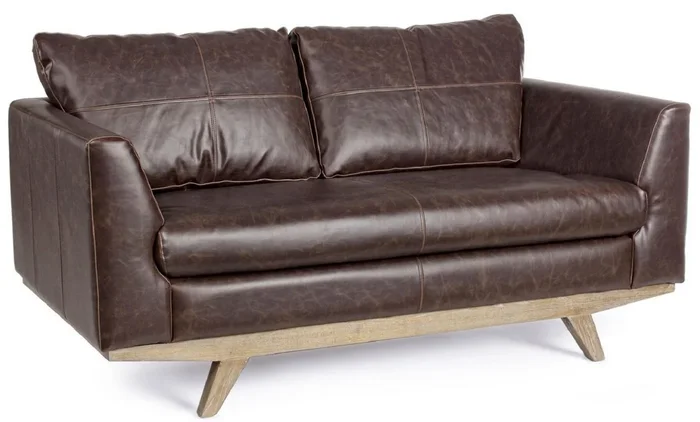 Casa Padrino luxury faux leather 2 seater sofa dark brown / natural 155 x 90 x H. 82 cm – Living room sofa – Living room furniture – Faux leather furniture – Luxury furniture – Luxury furnishings