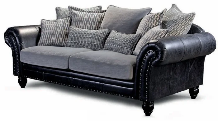 Casa Padrino luxury genuine leather 4 seater sofa vintage black / gray 274 cm