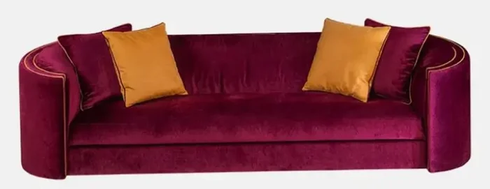 Casa Padrino luxury sofa purple / orange 275 x 89 x H. 75 cm – Living room sofa – Hotel sofa – Living room furniture – Living room furnishings – Hotel furniture – Luxury furniture