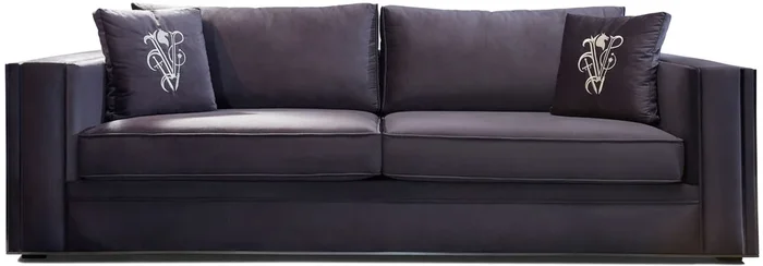 Casa Padrino luxury sofa purple / silver 240 x 95 x H. 65 cm – Living room sofa with decorative pillows – Luxury living room furniture