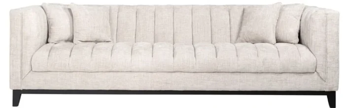 Casa Padrino luxury velvet sofa natural / black 255 x 91 x H. 77 cm – Living room sofa with 4 pillows – Living room furniture – Luxury furniture – Living room furnishings – Luxury furnishings
