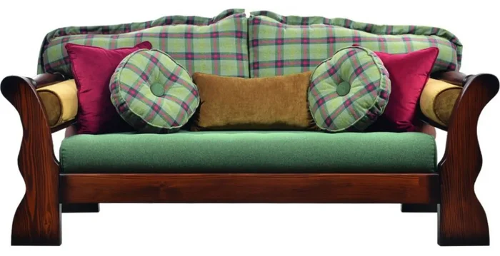 Casa Padrino luxury vintage style sofa green / red / dark brown 185 x 98 x H. 85 cm – Solid wood living room sofa with pattern – Living room furniture – Luxury furniture – Vintage style furniture