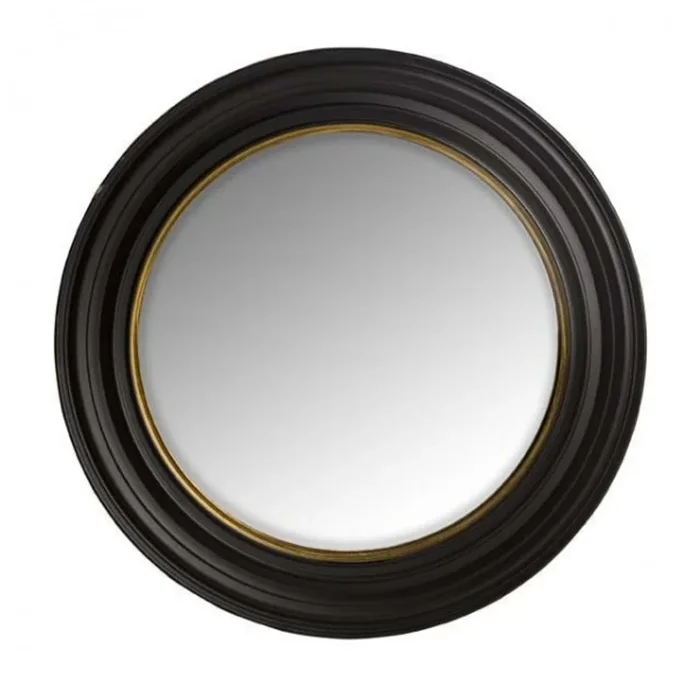 Casa Padrino luxury wall mirror Neo Classic Black convex with gold inner border curved 75 x 75 cm – Wall Mirror