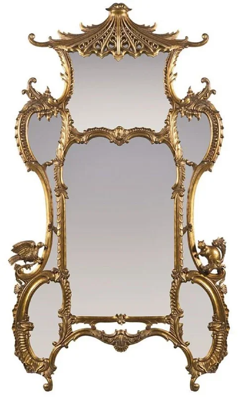 Casa Padrino miroir baroque de luxe or antique 128 x 8 x H. 223 cm – Magnifique miroir mural sculpté à la main de style baroque – Miroir armoire style antique – Miroir de salon – Mobilier Baroque