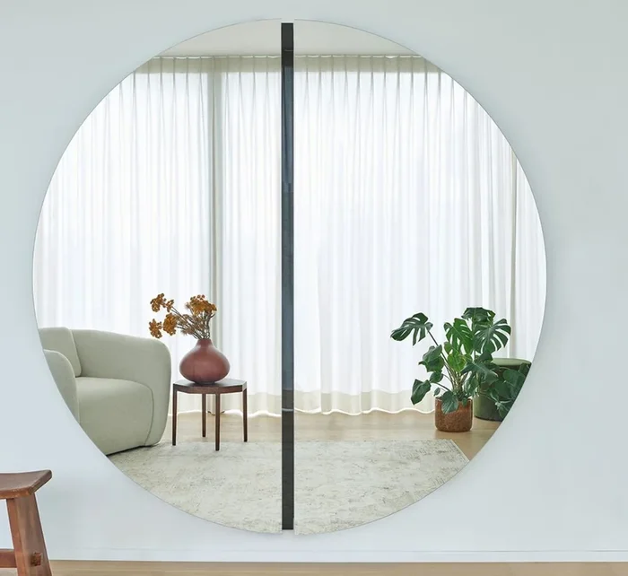 Casa Padrino miroir de luxe noir 200 x 3,5 x H. 200 cm – Miroir mural rond – Miroir d&rsquo;Hôtel de Restaurant de Salon