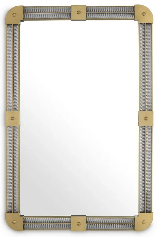 Casa Padrino miroir mural de luxe laiton antique 80 x 5 x H. 122 cm – Miroir de salon éclairé avec verre fait main – Miroir de chambre – Miroir d’armoire – Meubles de Luxe