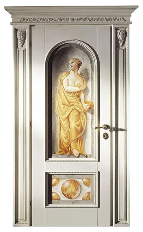 Casa Padrino porte d&rsquo;appartement baroque de luxe blanc antique / multicolore 141 cm – Fabriqué en Italie