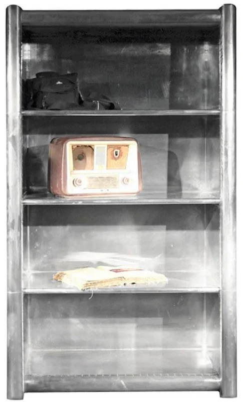 Casa Padrino shelf cabinet silver 100 x 50 x H. 170 cm – Aluminum cabinet – Bookcase – Vintage aviator aircraft furniture