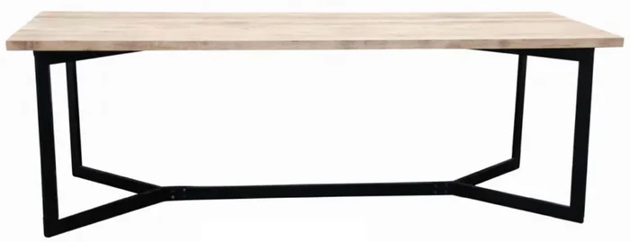 Casa Padrino table à manger de luxe en bois massif naturel / noir 280 x 90 x H. 78 cm – Table de cuisine solide avec plateau en chêne et structure en métal – Meubles de salle à manger