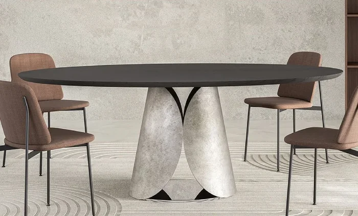 Casa Padrino Table à Manger de Luxe Noir / Argent 200 cm – Fabriqué en Italie