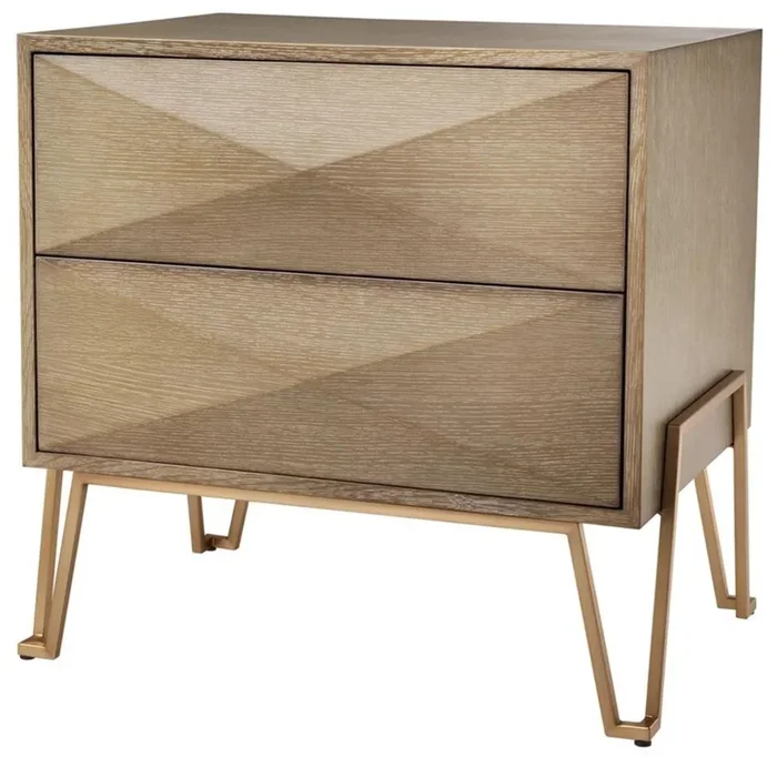 Casa Padrino table de chevet de luxe avec 2 tiroirs marron / laiton 62,5 x 49 x H. 60 cm – Qualité Luxe