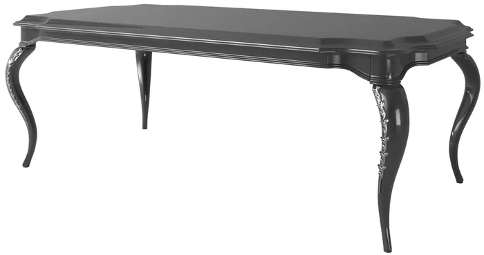 Casa Padrino table de salle à manger baroque de luxe noir / argent 220 x 115 x H. 78 cm – Table de salle à manger noble de style baroque – Mobilier de salle à manger baroque