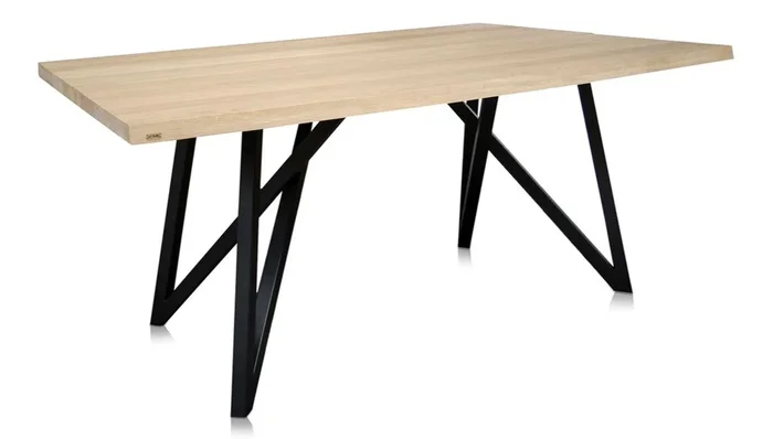 Casa Padrino table de salle à manger de luxe avec plateau de table naturel et pattes noires – Meubles de Salle à Manger